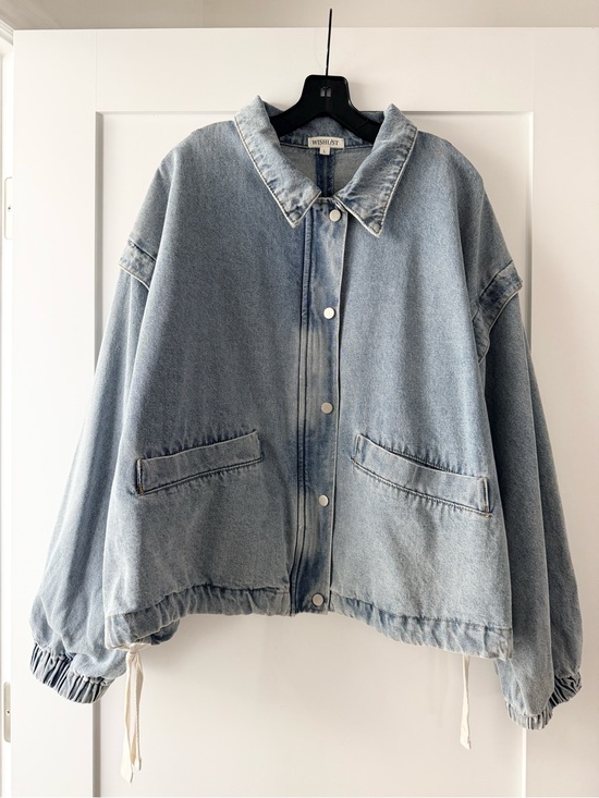 Wishlist Jackets & Blazers - Wishlist Oversized Cotton Denim Cinch Hem Bomber Jacket Large